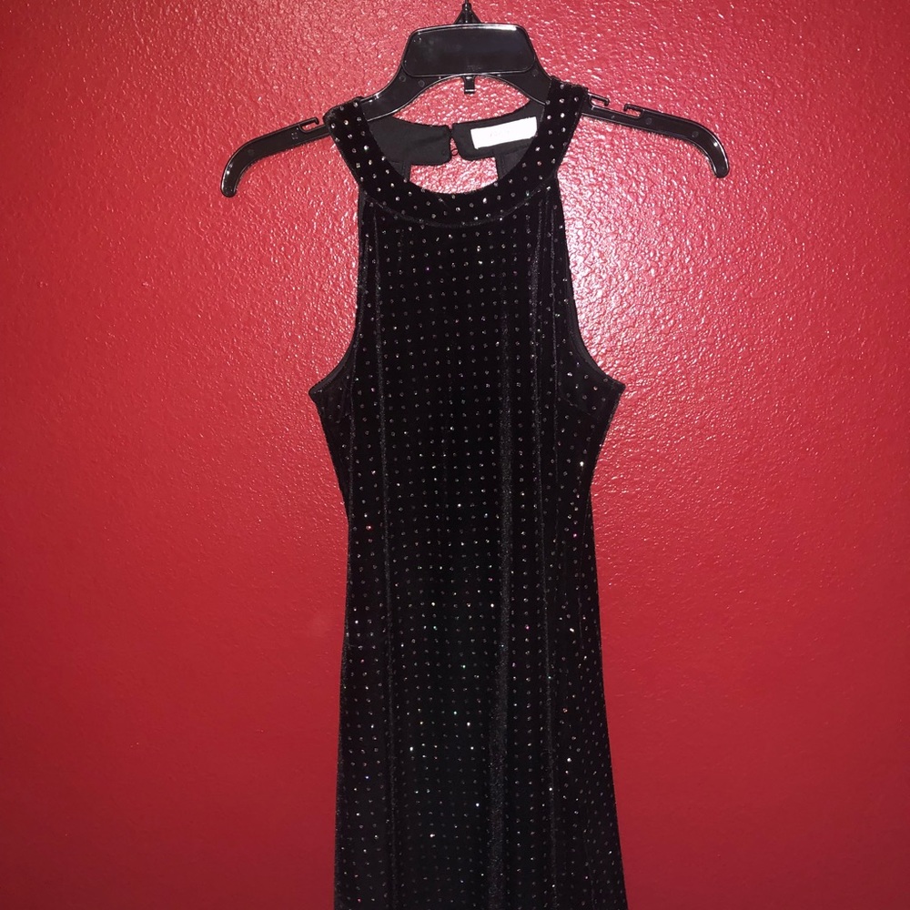 Black dress, with little small circles of glitter